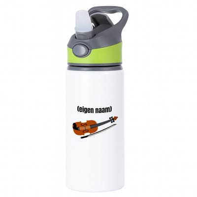 Hacebo® - viool met eigen naam waterfles met rietje groen - Viool - muziek liefhebbers - iemand die houdt van violen - verjaardag - cadeau - kado - geschenk - water fles - 650ML