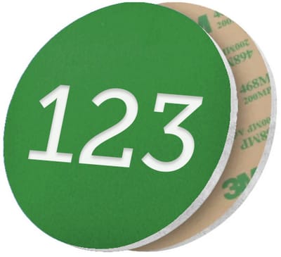 CombiCraft ronde nummerplaatjes van acrylaat groen 25 mm met tape - 1 t/m 50