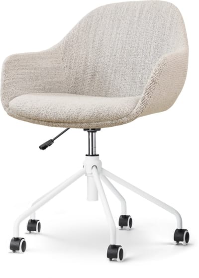 Nolon Nout-Mae Bureaustoel Beige Gemêleerd - Stof - Vestelbaar - Wieltjes - Wit Onderstel - Design - Comfortabel