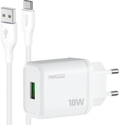 Phreeze usb stekker - Incl usb naar usb C kabel 1 meter - 18w usb adapter - 5v 3a usb oplaadstekker voor smartphone tablet koptelefoon accessoires