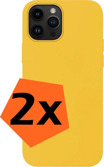 Hoes - 2 Stuks - Geschikt voor Apple iPhone 15 Pro - Sterk & Shockproof - Case Siliconen - Back Cover - Telefoon Hoes - Geel