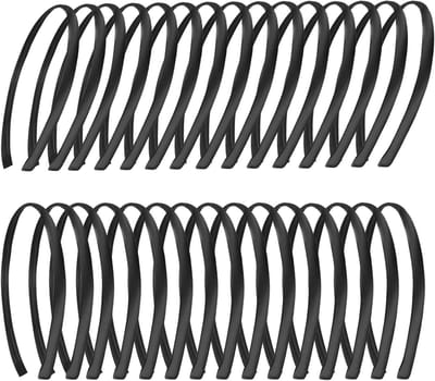 Satin Haarbanden Set van 30 Stuks - Dunne Hoofdbanden voor Vrouwen en Meisjes, Perfect voor DIY Haaraccessoires (Zwart, One Size)