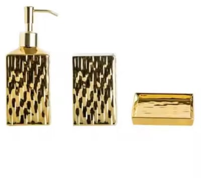 Luxe Badkamer Accessoires Set Goud Tandenborstel Houder Zeepbakje Zeepdispenser Gorgelen Cup Keramische Badkamer Set