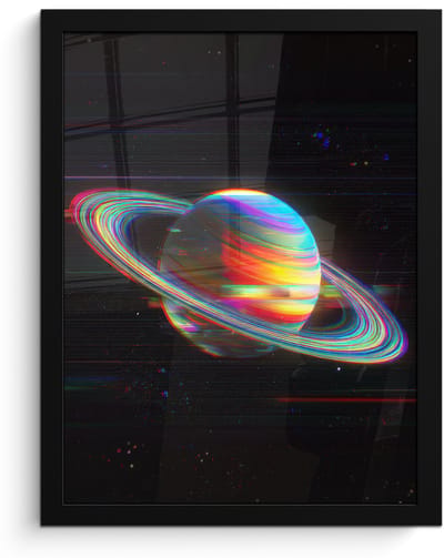 Poster in lijst - Fotolijst 30x40 cm - Posters - Planeet - Cirkel - Kleurrijk - Posterlijst zwart - Decoratie - Wanddecoratie woonkamer - Muurdecoratie slaapkamer