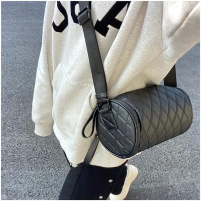 Zomer Mode Diamant Cilindertas Dames Brede Schouderband Modieuze Oxford Bucket One-Shoulder Crossbody Kussentas white