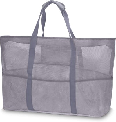 Grote Strandtas met Rits XXL Mesh Strandtas voor Strand, Reizen, Winkelen en Sportactiviteiten