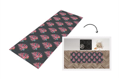 Keukenloper - Loper keuken - Blad - Boom - Patroon - Roze - 150x50 cm - Keukenloper vinyl