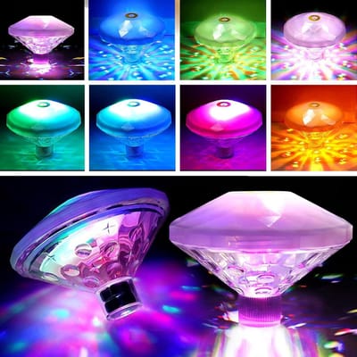 Set van 2 LED-drijvende zwembadlampen, RGB met 8 kleurmodi, batterijgevoed, IP67 waterdicht, geschikt voor bubbelbaden, discozwembaden, vijvers en tuinen [Energie-effici毛ntieklasse F]