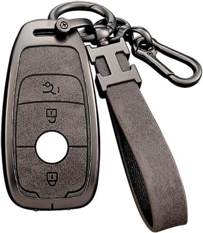 Beschermhoes voor Autosleutel met 3 Knoppen - Geschikt voor Mercedes-Benz Modellen zoals A, C, E, G, S, CLS, AMG, GLK, GLA, GLC, GLE, GLS, GT, SL, SLC, SLS, SLK - Sleutelbescherming en Sleutelhanger