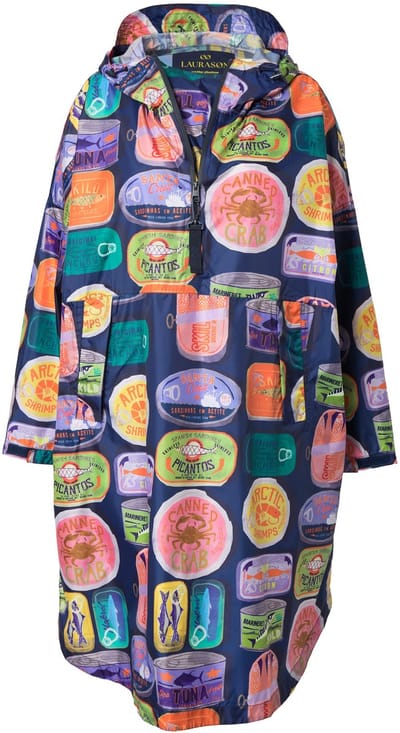 Laurasøn - Dames - Functionele regencape unisex print capuchon - Limoen - Maat 1