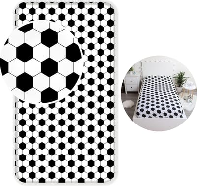 Voetbal, Kinderlaken, Katoenen Laken met Elastiek 90x200cm+25cm, OEKO-TEX