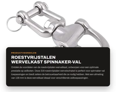 Dailygoods- Wervelkast Roestvrij Staal 316 - Snelspanbeugel - Klauw - Zeilboot - Spinnaker - Slijtvast en Corrosiebestendig - Karabijnhaak