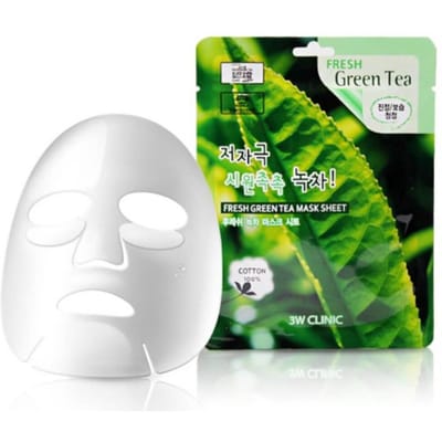 1 + 1 = GRATIS Verzachtend gezichtsmasker met extract van groene thee 3w-clinic Fresh Green Tea Mask