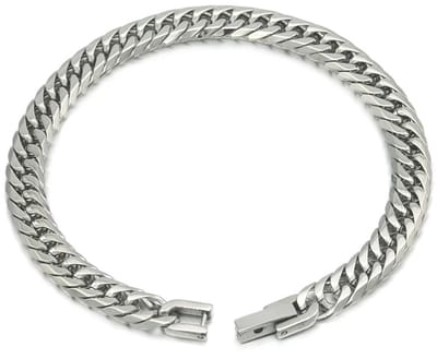 Zilver kleurige Heren Armband - Cuban Link - Staal - 7mm - Armbanden - Papa Cadeau Voor Mannen - Vaderdag