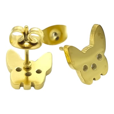 Goudkleurige Hond Oorknopjes - Premium Hypoallergeen Staal - Dames en Kinderen - 10 x 8 mm