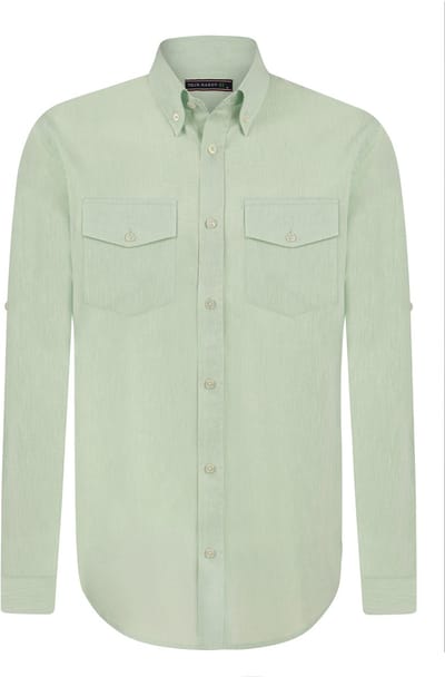 Felix Hardy Linnen Katoen Blend Shirt - Overhemd Heren Mint - M