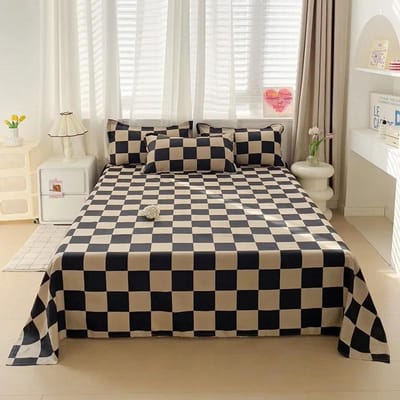 Gewassen Katoen Plat Laken Effen Bedovertrek Eenpersoons Tweepersoons Queen King Size Hoeslaken Bedlinnen Zachte Sprei (Kussensloop Kan Bestellen) 48x74cm