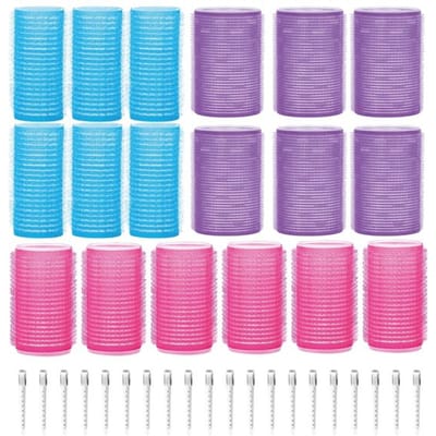 Krulspelden set 18 rollers - 3 maten - Incl. 20 haarklemmen - Haar - Kleef - Rollers - Groot - Heatless Curls - Hair curler - Zonder hitte - Krullers