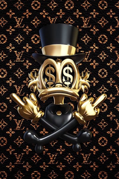 Dollar Duck Louis- Kristal Helder Galerie kwaliteit Plexiglas 5mm. - Blind Aluminium Ophang-frame - Luxe wanddecoratie - Fotokunst - professioneel verpakt en gratis bezorgd