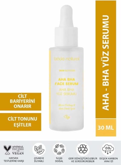 Bade Natural Micro Peeling Serum AHA + BHA – Poriënverfijnend & Egaliserend Gezichtsserum – Voor Ongelijke Huidteint – 30 ml
