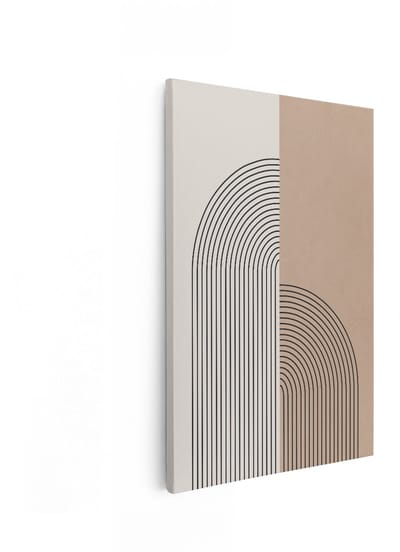 Artaza Canvas Schilderij Abstract - 80x120 cm - Wanddecoratie Boho - Muurdecoratie Japandi - Decoratie Woonkamer Modern - Beige
