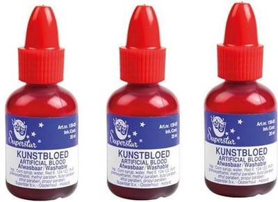 3x stuks flesje dik vloeibaar horror nepbloed schmink 20 ml - Halloween verkleed accessoires/make-up