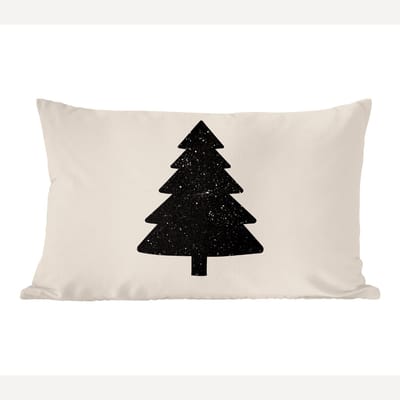 Sierkussens - Kussentjes Woonkamer - 50x30 cm - Kerstboom - Zwart - Feestdagen - Beige