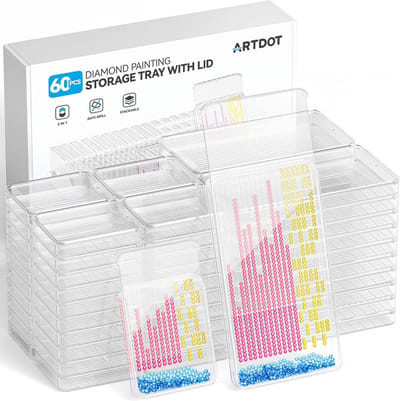 60-delige Stapelbare Opbergdozen voor Diamant Schilderen - 2-in-1 Diamant Kunst Accessoires en Kralen Organizers