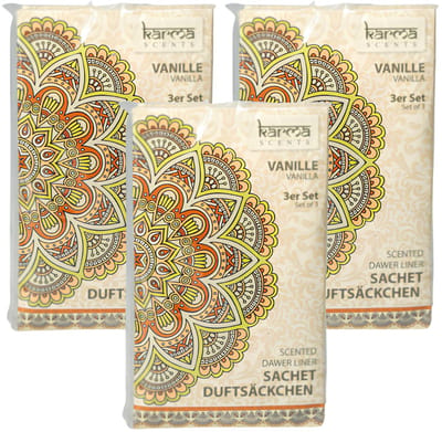 Home & Styling Geurzakjes Vanille geur - set 9x stuks - met ophanghaak - geurkaartjes/luchtverfrisser - kasthangers
