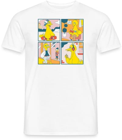 Sesamstraat Bibo Striptegels T-Shirt Heren
