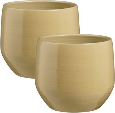Mica Decorations bloempot / plantenpot Venice - 2x - beige - terracotta - D32 x H27 cm - effen