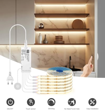 LED Strip Kast - 4 LED strips Van 2 meter - Onderbouwverlichting - Boekenplanken Verlichting - Kastverlichting - Dimbaar - Smart Touch - Meerdere Planken - Keukenkastjes - Warm Wit - Per 2,5cm Knipbaar - Aanraaksensor