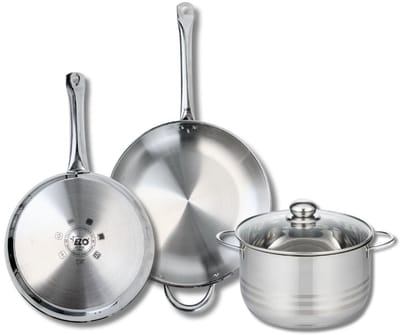 Set van 2 Koekenpannen 28 en 32 cm en 1 braadpan 24 cm Elo Profi Brillant