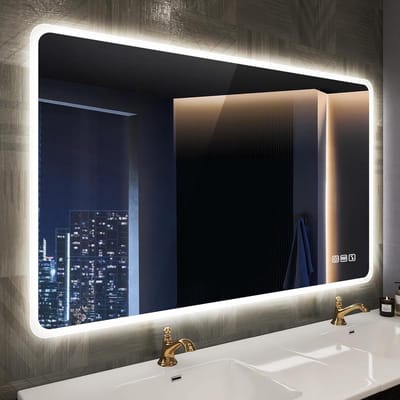 Badkamerspiegel met Verlichting en Bluetooth - 100 x 70 cm, Dimbaar, 3 Kleurtemperaturen, Anticondensfunctie, IP44