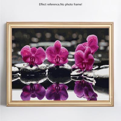 Diamant mosaïque fleur et rivière 5D bricolage diamant peinture broderie strass 20X30CM pink