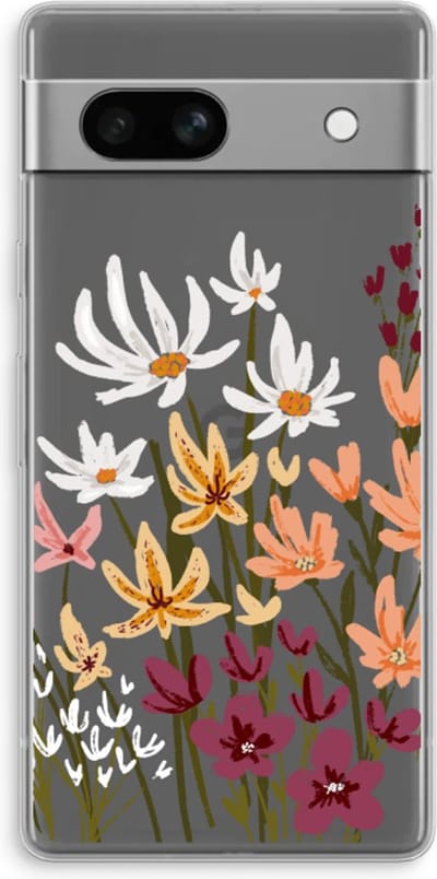 Case Company® - Hoesje geschikt voor Google Pixel 7A hoesje - Painted wildflowers - Soft Cover Telefoonhoesje - Bescherming aan alle Kanten en Schermrand
