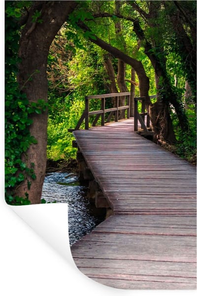 Muurstickers - Sticker Folie - Bos - Natuur - Brug - 20x30 cm - Plakfolie - Muurstickers Kinderkamer - Zelfklevend Behang - Zelfklevend behangpapier - Stickerfolie