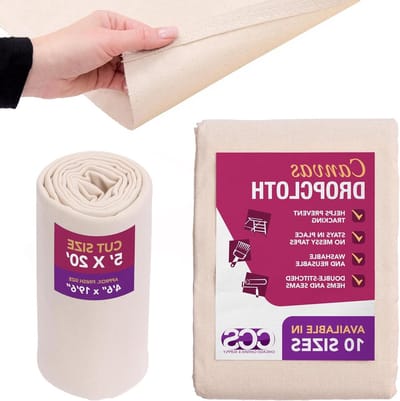 Canvas Druppeldoek - Verfdoek Beschermdoek - Klus Beschermen - Dubbel Gestikt - 5 x 20 Feet - Natuurlijk