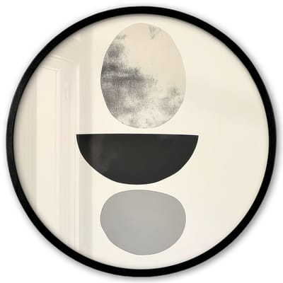 Poster in lijst Rond - Fotolijst 40x40 cm - Posters - Beige - Japandi - Wabi sabi - Ronde posterlijst zwart - Decoratie - Wanddecoratie woonkamer - Muurdecoratie slaapkamer