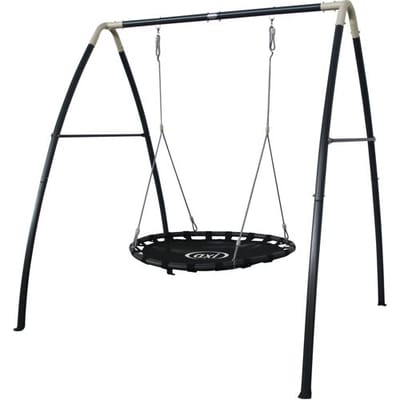AXI Metalen Nestschommel in Antraciet/Créme - Vrijstaande Schommelset met frame en Nest Schommel Ø120cm - Schommelset voor kinderen