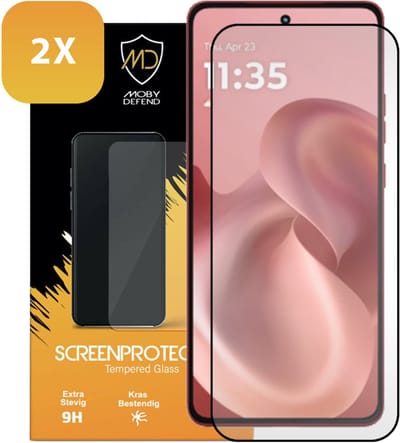 2-Pack MobyDefend Screenprotectors - Geschikt voor Motorola Moto G86 - Screensavers Met Zwarte Randen - Gehard Glas