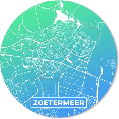 Muismat rond 20x20 cm - Mousepad Stadskaart - Zoetermeer - Nederland - Blauw - Ronde muismatten
