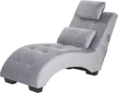 BELIANI SIMORRE - Chaise longue - Lichtgrijs - Universeel - Fluweel