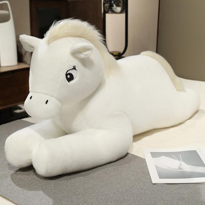 Groot Formaat Schattig Liggend Paard Pluche Speelgoed Gevuld Cartoon Dier Zacht Kerst Verjaardagscadeau voor Kinderen Volwassenen 60cm