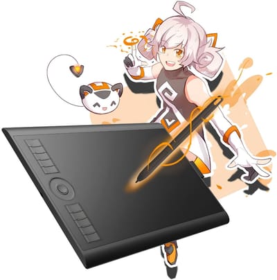 DnA® Tekentablet -Digitaal Tekenpad voor PC, Mac & Android- Grafisch Tekenpad met 10 Sneltoetsen - Zwart - 36cm x 24cm x 1cm