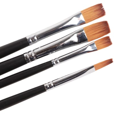 Set van 9 professionele nylon verfkwasten met smalle, platte punt en lange steel gray