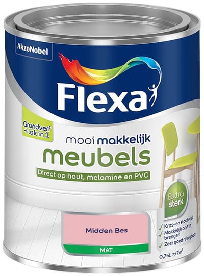 Flexa - Mooi Makkelijk Meubels Mat - Midden Bes - Mengverf - 750 Ml