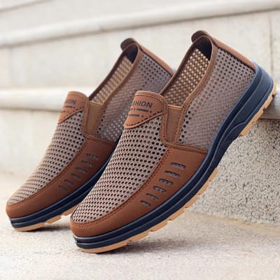 Heren Schoenen Zomer Ademend Mesh Instappers Papa/Oudere Schoenen Antislip Orthopedisch Comfort Lichtgewicht Canvas Schoenen 39 gray