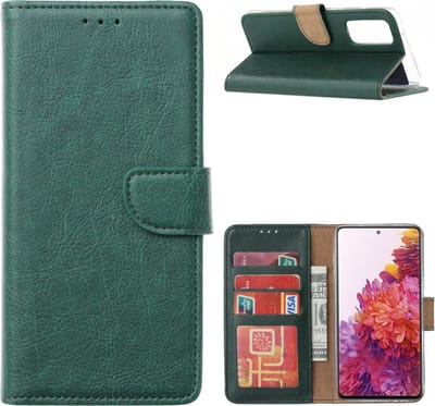 Multimedia & Accessoires PU Lederen Wallet Book Case Hoesje geschikt voor Samsung Galaxy S22 – Groen - Portemonnee – Met Stand – Kaarthouder – Pasjes Houder – Magneet Sluiting – Bookcase