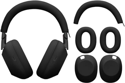kwmobile 3-in-1 Hoofdtelefooretui voor Over-Ear Headphones voor Sony WH-1000XM6 Hoes - 360° siliconen beschermhoes voor oorkussens - zwart